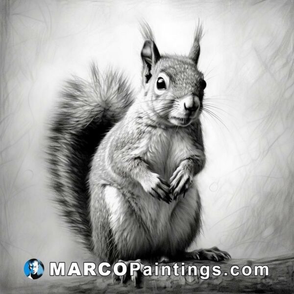 Black and white squirrel painting