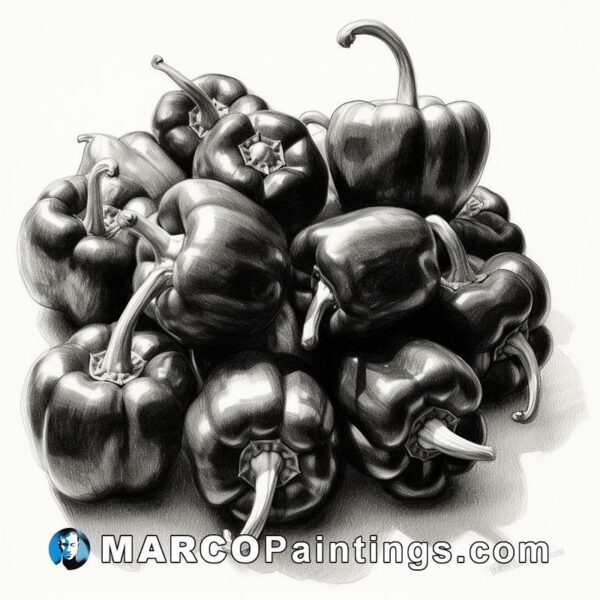 Black black peppers pencil drawing