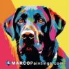 Black labrador face painted in pop art style