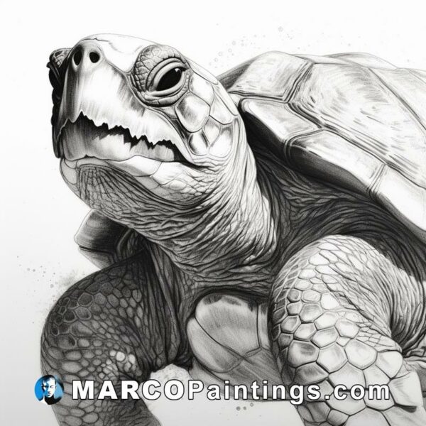 Black & white drawing of a tortoise