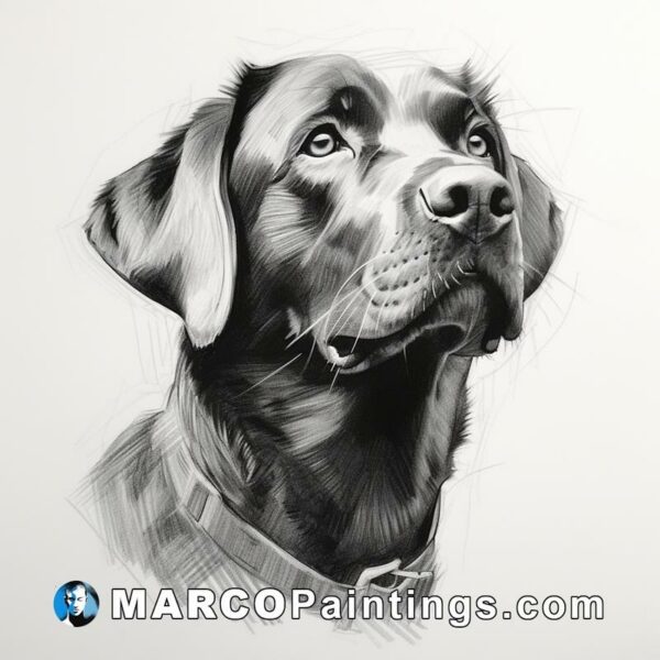 Black & white pencil drawing of labrador dog