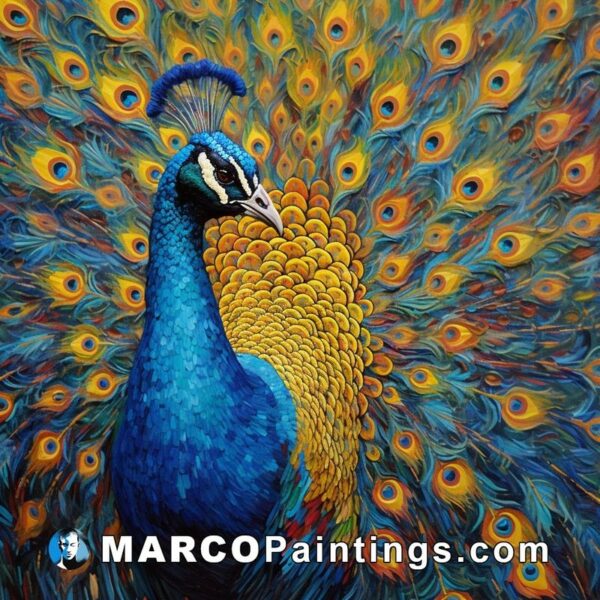 Blue peacock painting