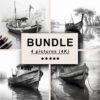 Boat Black White Draw Sketch Bundle