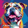Bulldog painted on a colorful background