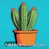 Cactus in a pot on the blue background illustration by pop art illustrator