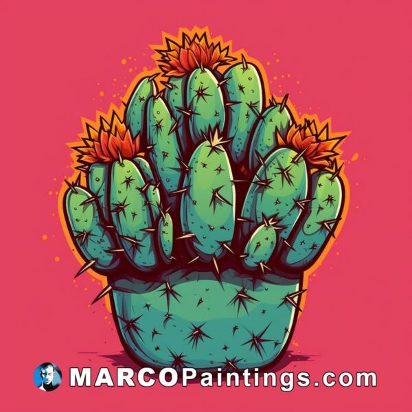 Cartoon cactus with colorful leaves