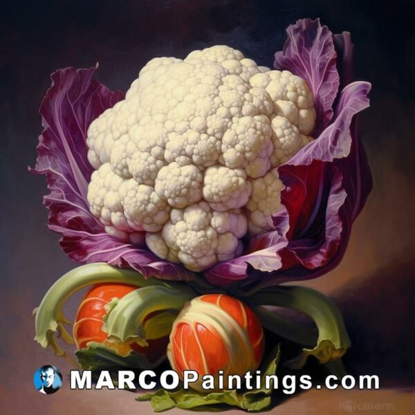 Cauliflower & carrots oil painting