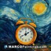 Clock painting starry night