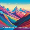 Color abstract mountain landscape with abstract lines in vector illustration