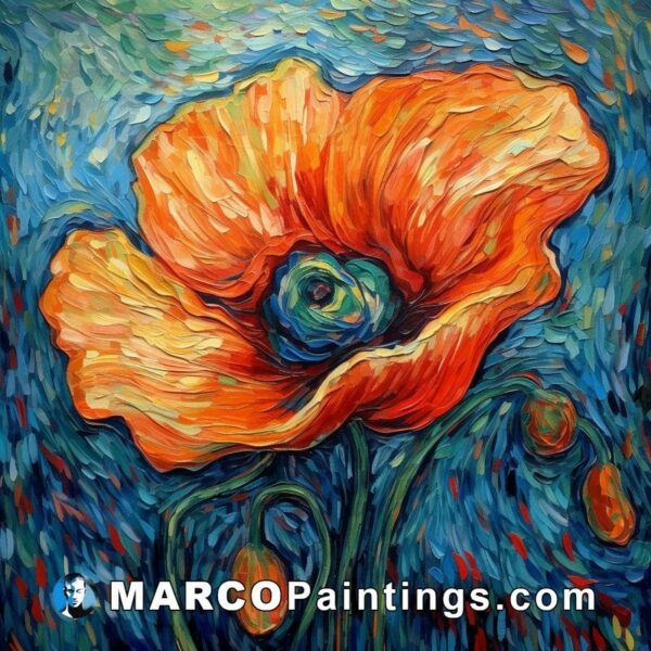 Color orange painting of poppy