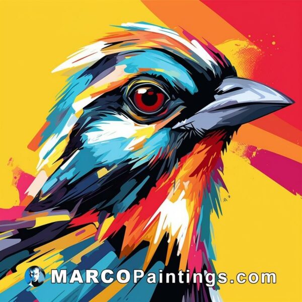 Colorful bird painting on a colorful background
