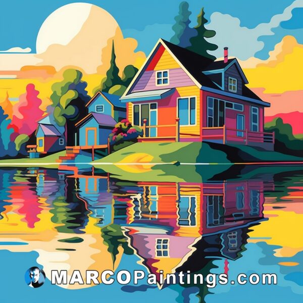 Colorful houses in a lake
