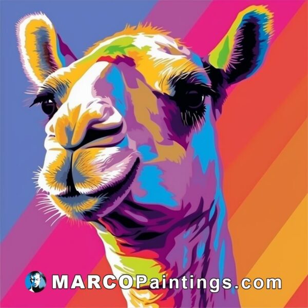 Colorful painting of a llama