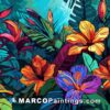 Colorful tropical flowers on a bright background