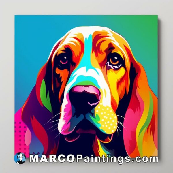 Colorful wall poster of a colorful dog face
