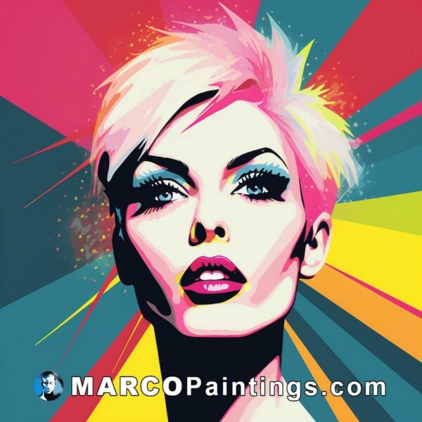 Coloured haired woman in pop art illustration