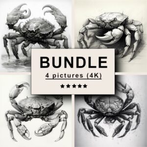 Crab Black White Draw Sketch Bundle