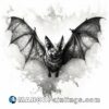 Dark bat black and white digital drawing