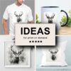 Deer Black White Draw Sketch Merchandising
