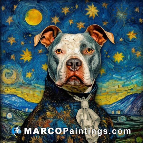 Dog photo pitbull portrait 'starry night'