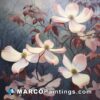 Dogwoods on wood by beverly willison