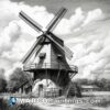Drawing a windmill in black and white