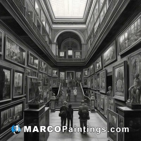 Drawing from a black and white image of the gallery