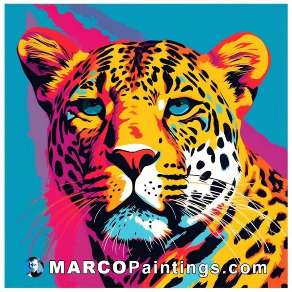 Drawing illustration of a jaguar on colorful background