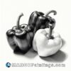 Drawing of black and white peppers