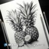 Drawing two pineapples with pencils
