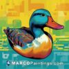 Duck painted on colorful background