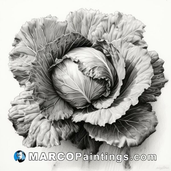 Emily ross black and white drawing cabbage
