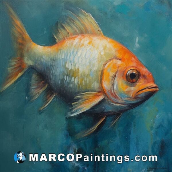 Fish painting orange goldfish oil on canvas