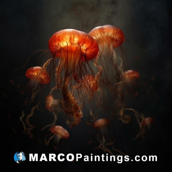 Floating jellyfish in a dark space