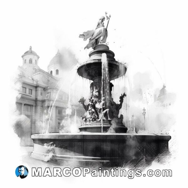 Fountain city in watercolor