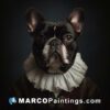 French bulldog in a period dress portrait