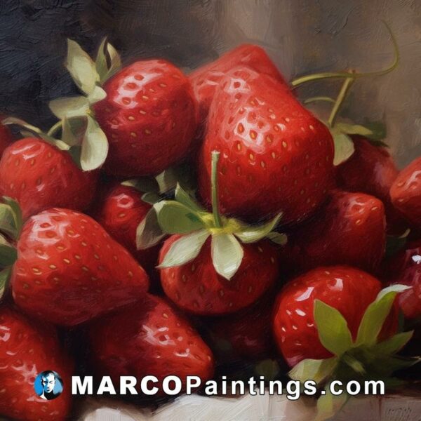 Fresh strawberries an oil painting