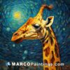 Giraffe with starry night painting giraffe at night fine art print