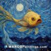 Golden fish van gogh oil painting by luke toddson