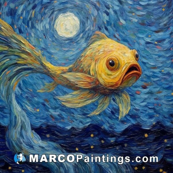 Golden fish van gogh oil painting by luke toddson
