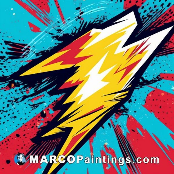 Graphic style art background of the lightning bolt with explosion of blue