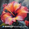Hibiscus flower oil painting by diana berehan