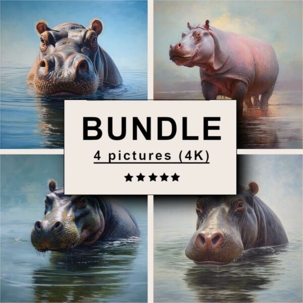 Hippopotamus Oil Painting Bundle