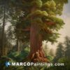 Huge redwood tree in a forested clearing
