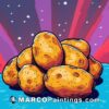 Illustration of potatoes with pink and blue background