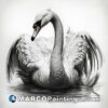 Illustration of swan drawn with pencil