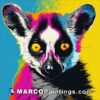 Image of lemur in colorful paint with eyes