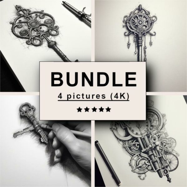 Key Black White Draw Sketch Bundle