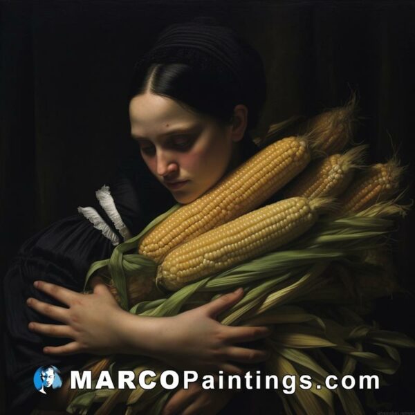 Lady holding two cobs of corn