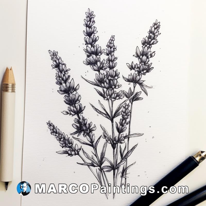 Hand Drawn Bunch of Purple Lavender Flowers Drawing by Iam Nee - Fine Art  America